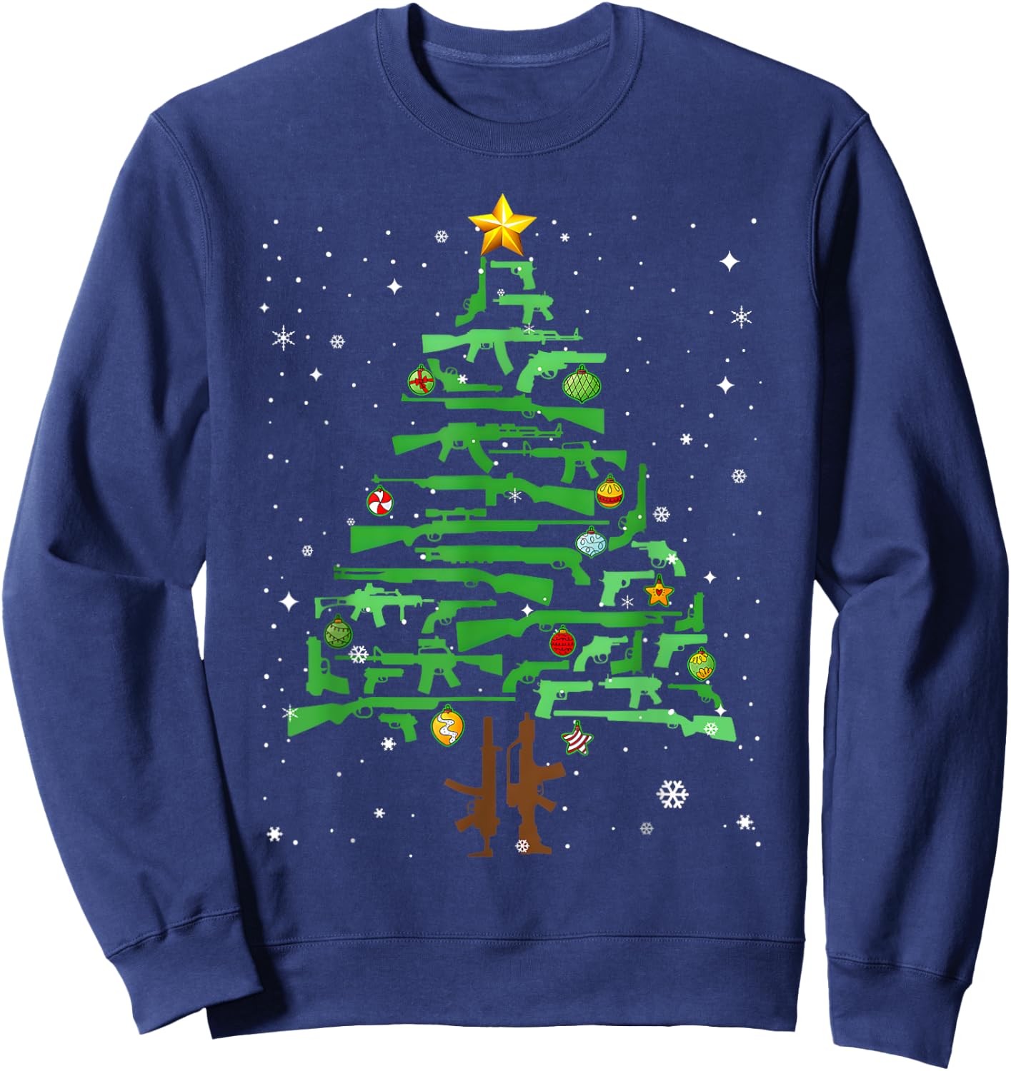 Xmas Patriotic 2nd Amendment Gun Christmas Tree Sweatshirt - Sweatshirt | Navy