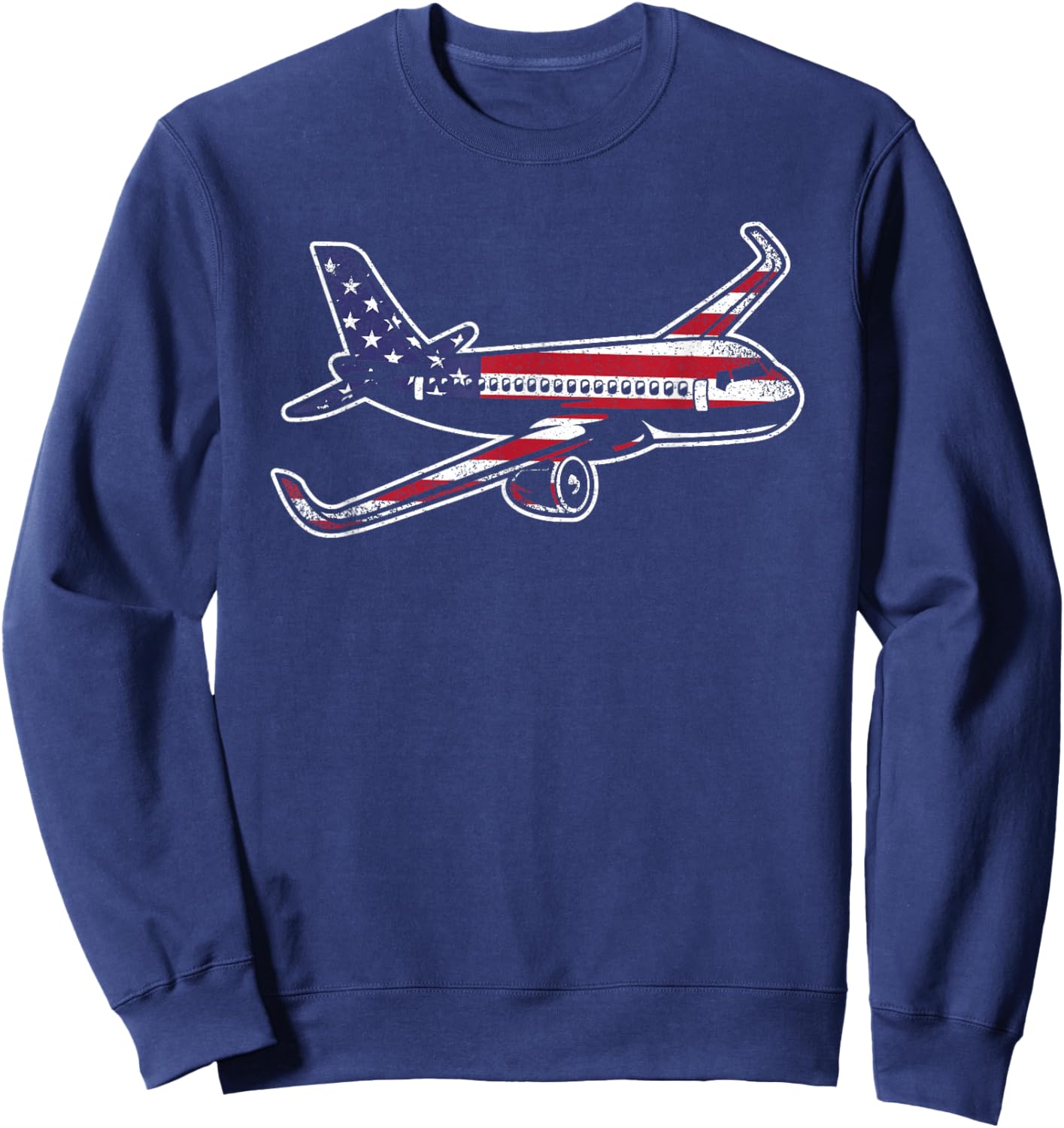 Vintage Fly Planes Airplane American Flag Pilot Aviation Sweatshirt - Sweatshirt | Navy