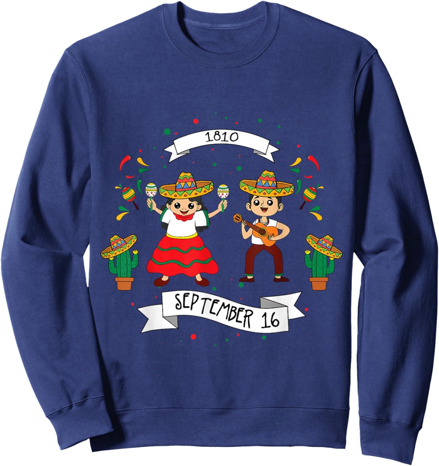 1810 September 16 Mexico Independence Mexican Sweatshirt - Sweatshirt | Navy