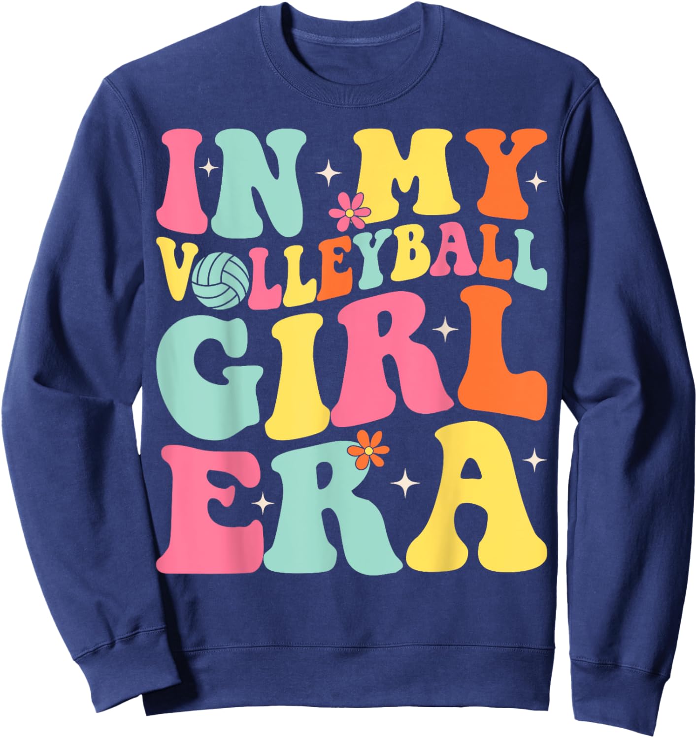 Groovy In My Volleyball Girl Era Sweatshirt - Sweatshirt | Navy