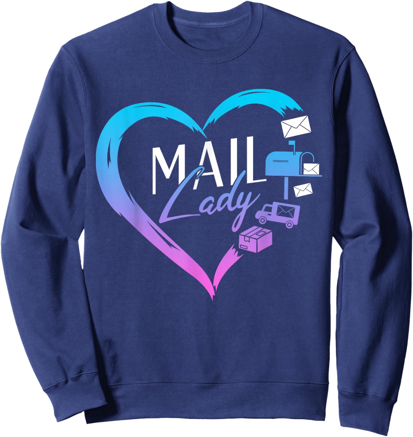 Female Postal Worker Mail Lady Heart World Post Day Sweatshirt - Sweatshirt | Navy