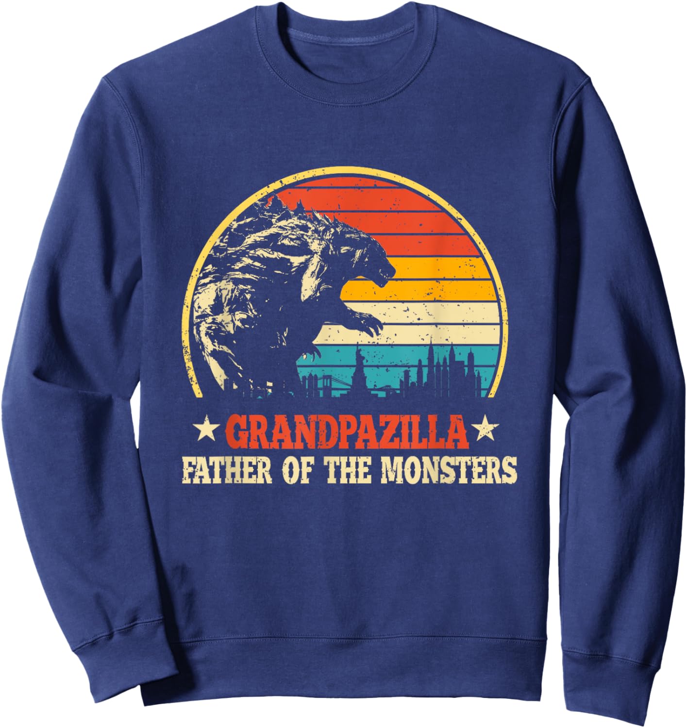 Grandpazilla Grandpa Of The Monsters Vintage Father's Day Sweatshirt - Sweatshirt | Navy