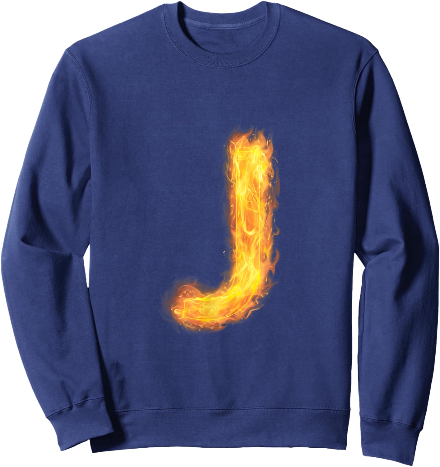 Letter J Sign Alphabet Last Name Consonants Fire Flame Gift Sweatshirt - Sweatshirt | Navy