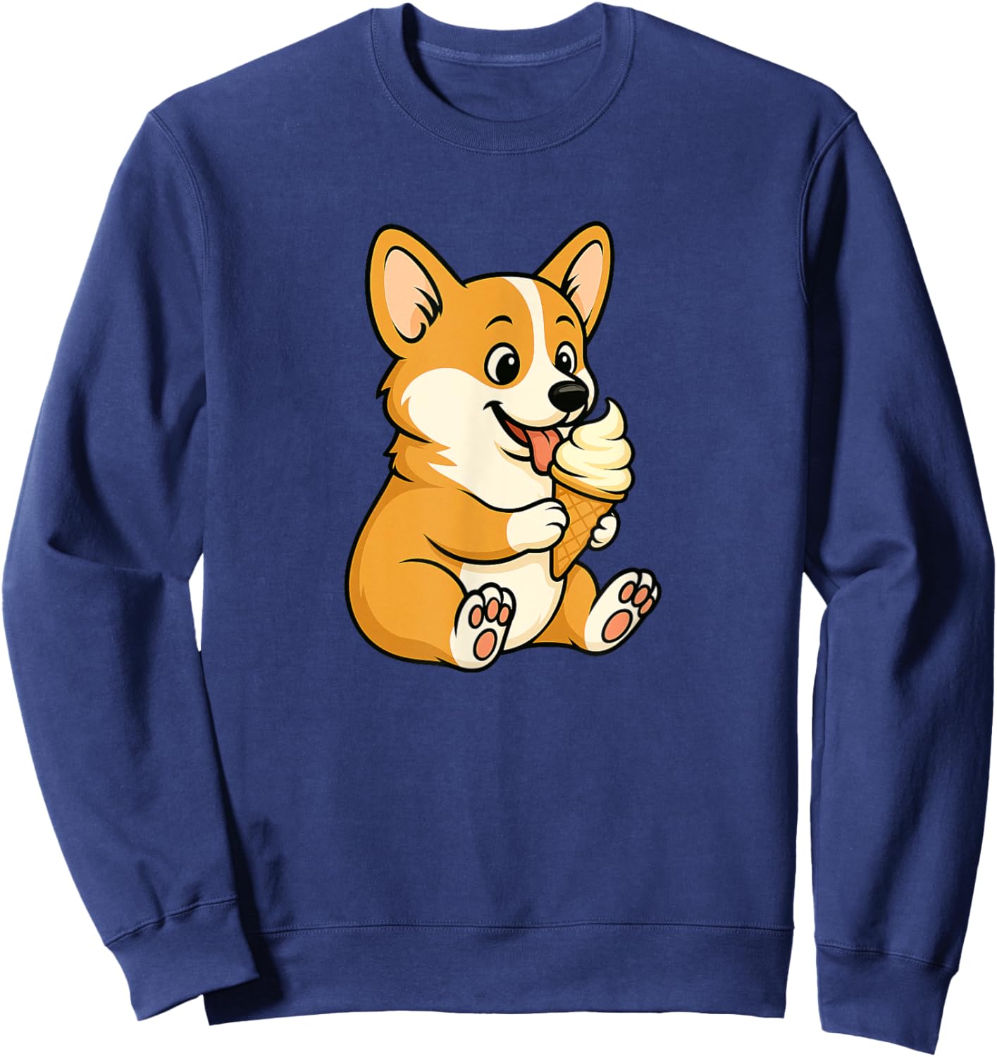 Corgi Ice Cream Zoo Animal Lover Kawaii Boys Girls Kids Sweatshirt - Sweatshirt | Navy