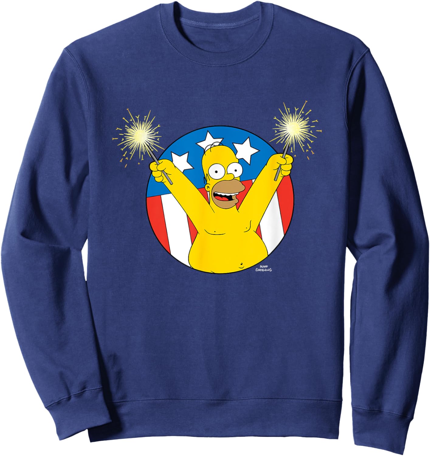 The Simpsons 4th Of July American Flag Woo-Hoo Homer Sweatshirt - Sweatshirt | Navy