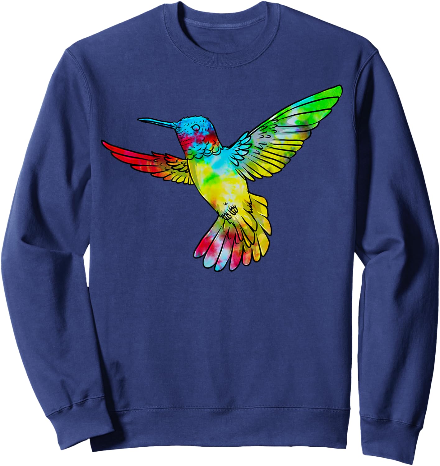 Vintage Tie Dye Hummingbird Birds Humming Bird Watcher Sweatshirt - Sweatshirt | Navy
