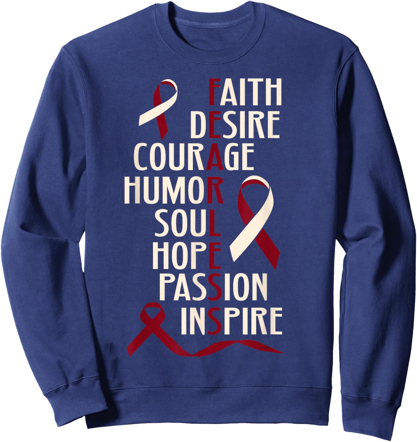 Oral Head Neck Cancer Awareness Fearless Inspirational Sweatshirt - Sweatshirt | Navy
