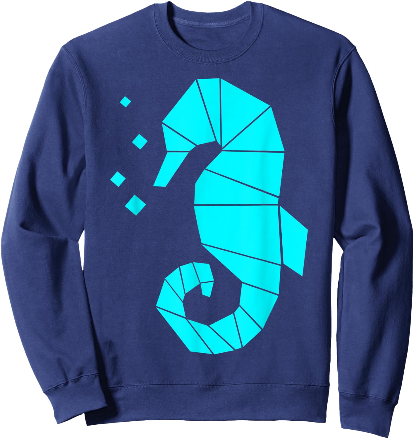 Seahorse Polygon Aquatic Sea Animal Fish Hippocampus Sweatshirt - Sweatshirt | Navy