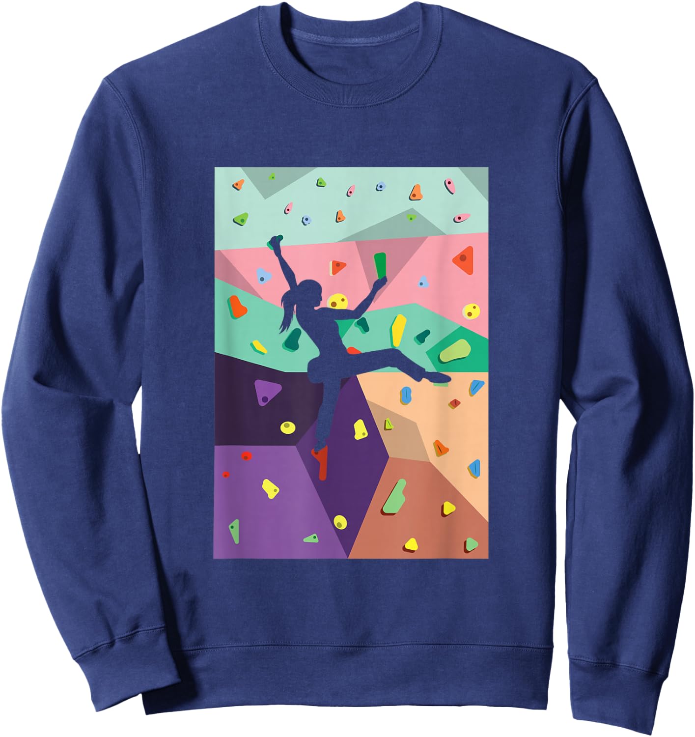 Cute Colorful Rock Climbing Bouldering Wall Climber Sweatshirt - Sweatshirt | Navy