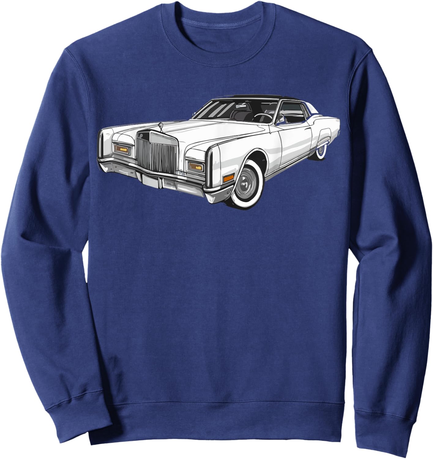 Classic Car 1967 vintage Lincoln Continental outline graphic (white) , Small, Black Sweatshirt - Sweatshirt | Navy