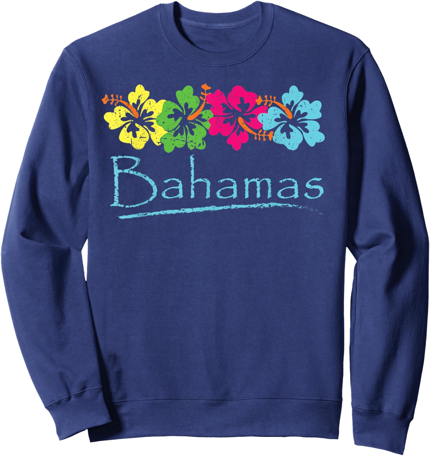 Bahamas Exotic Tropical Beach and Vacation Vintage Print Small Sweatshirt - Sweatshirt | Navy