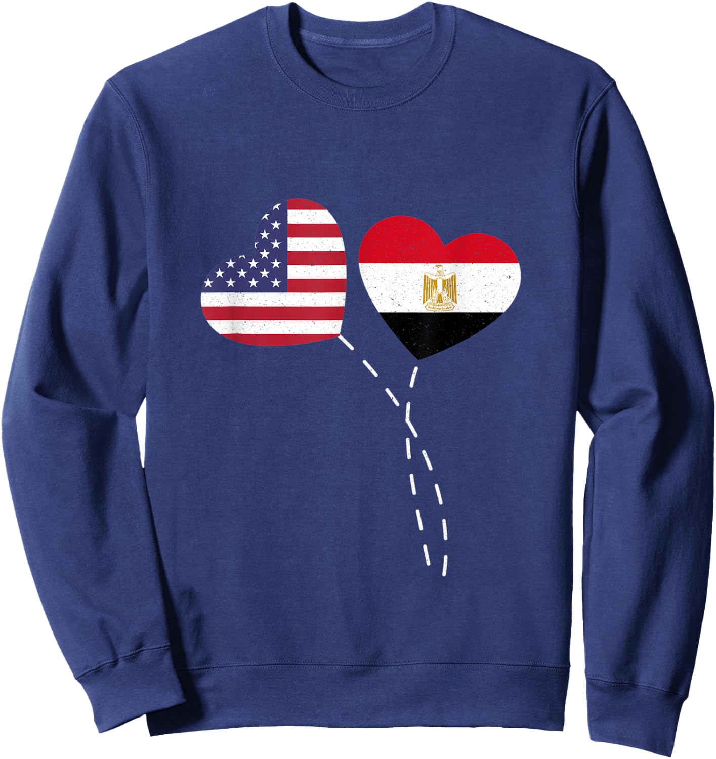 Loving Egypt USA Flag Heart Egyptian Americans Love Women Kids Men Sweatshirt - Sweatshirt | Navy