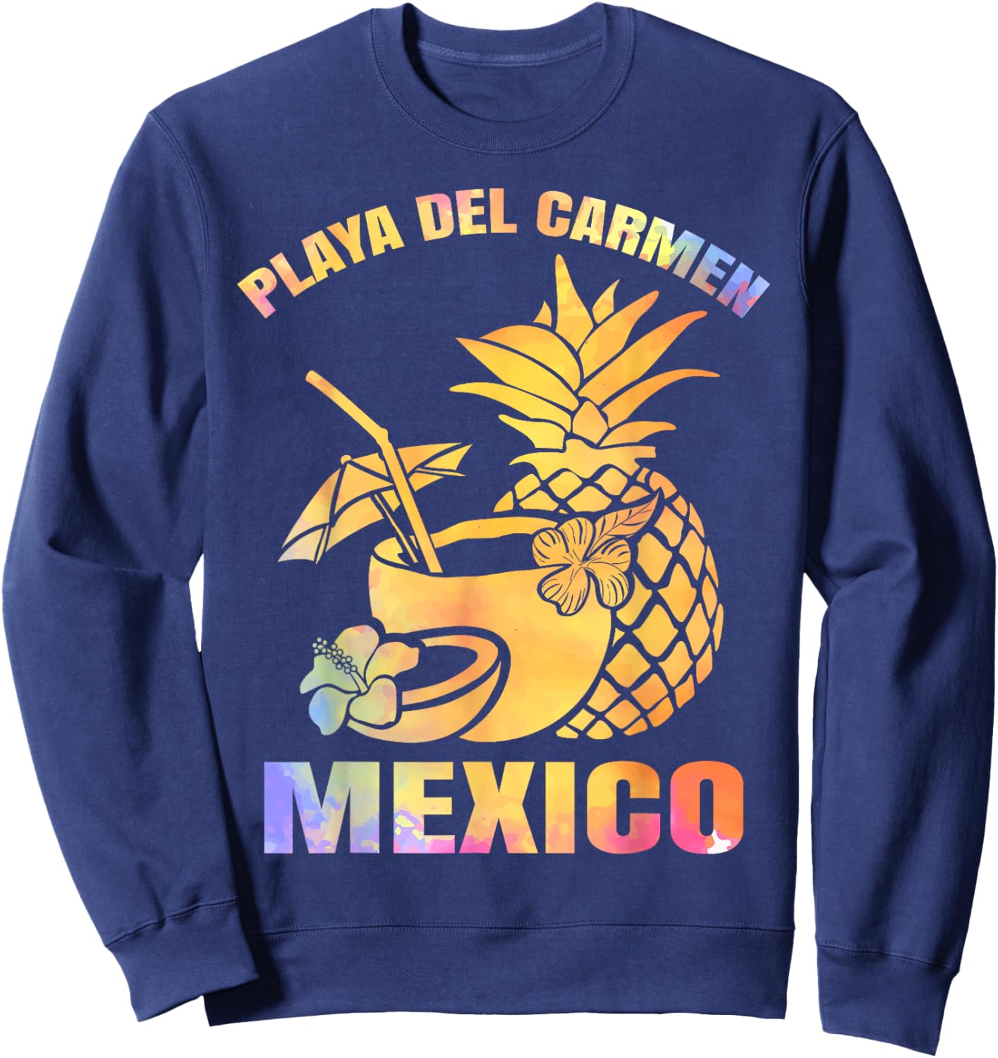 Summer Vacation Retro Sunset Mexico Playa Del Carmen Beach Sweatshirt - Sweatshirt | Navy