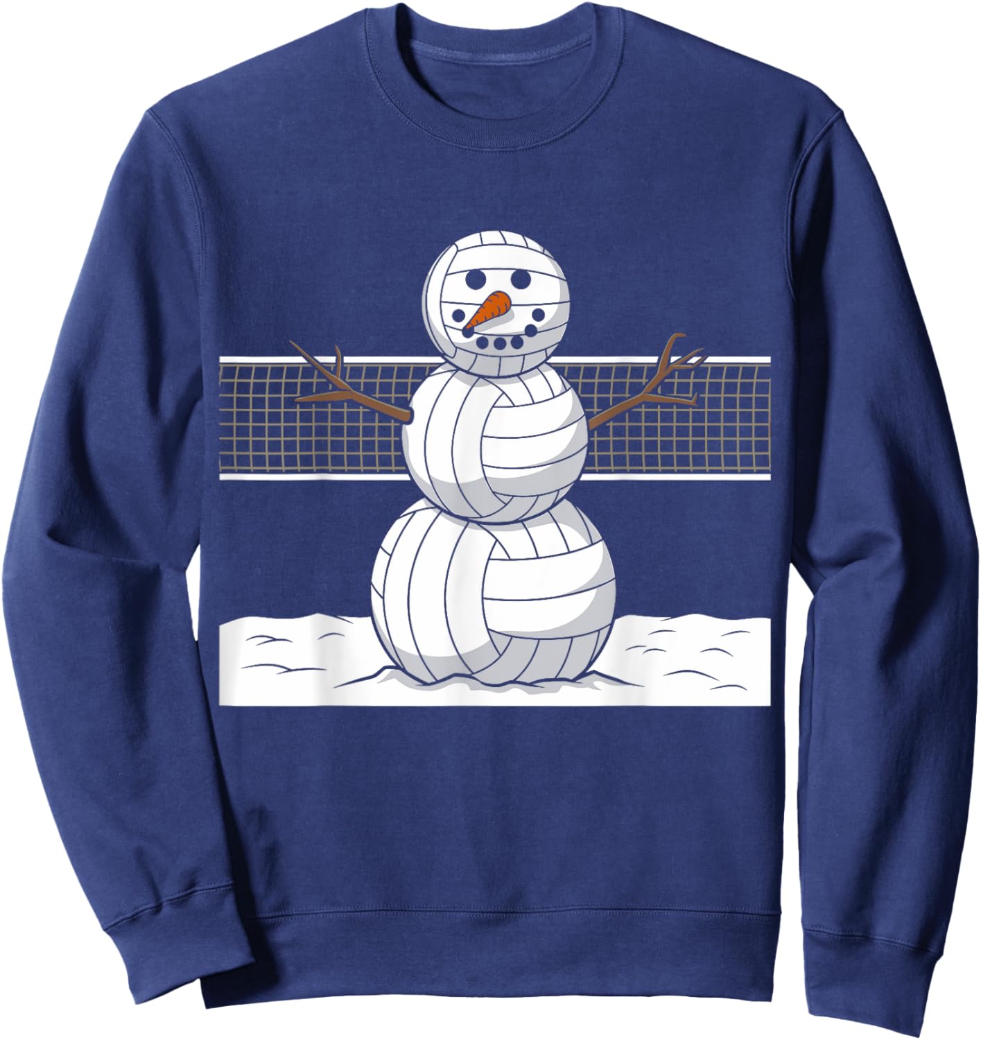 Funny Volleyball Snowman Balls Snow Winter Holiday Sweatshirt - Sweatshirt | Navy