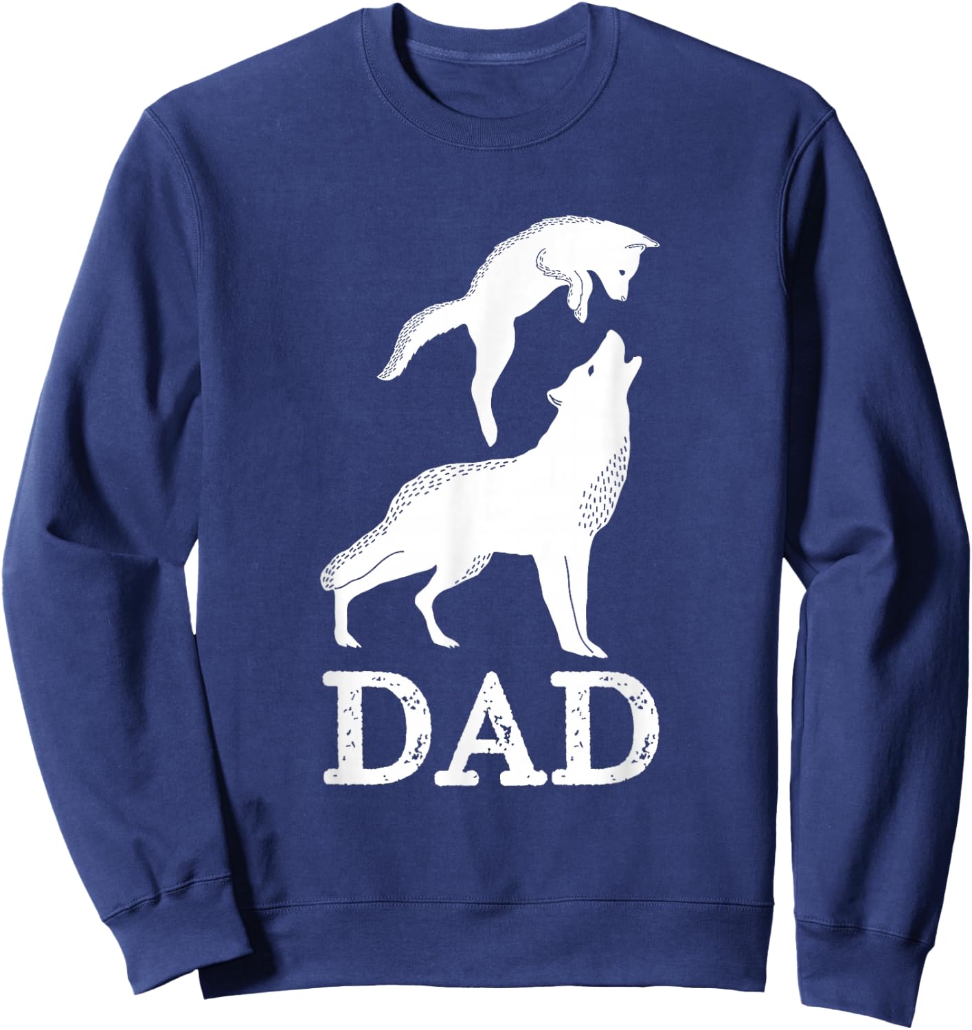 Dad Wolf & Baby Wolf and Love Family Design - Fathers Day Sweatshirt - Sweatshirt | Navy
