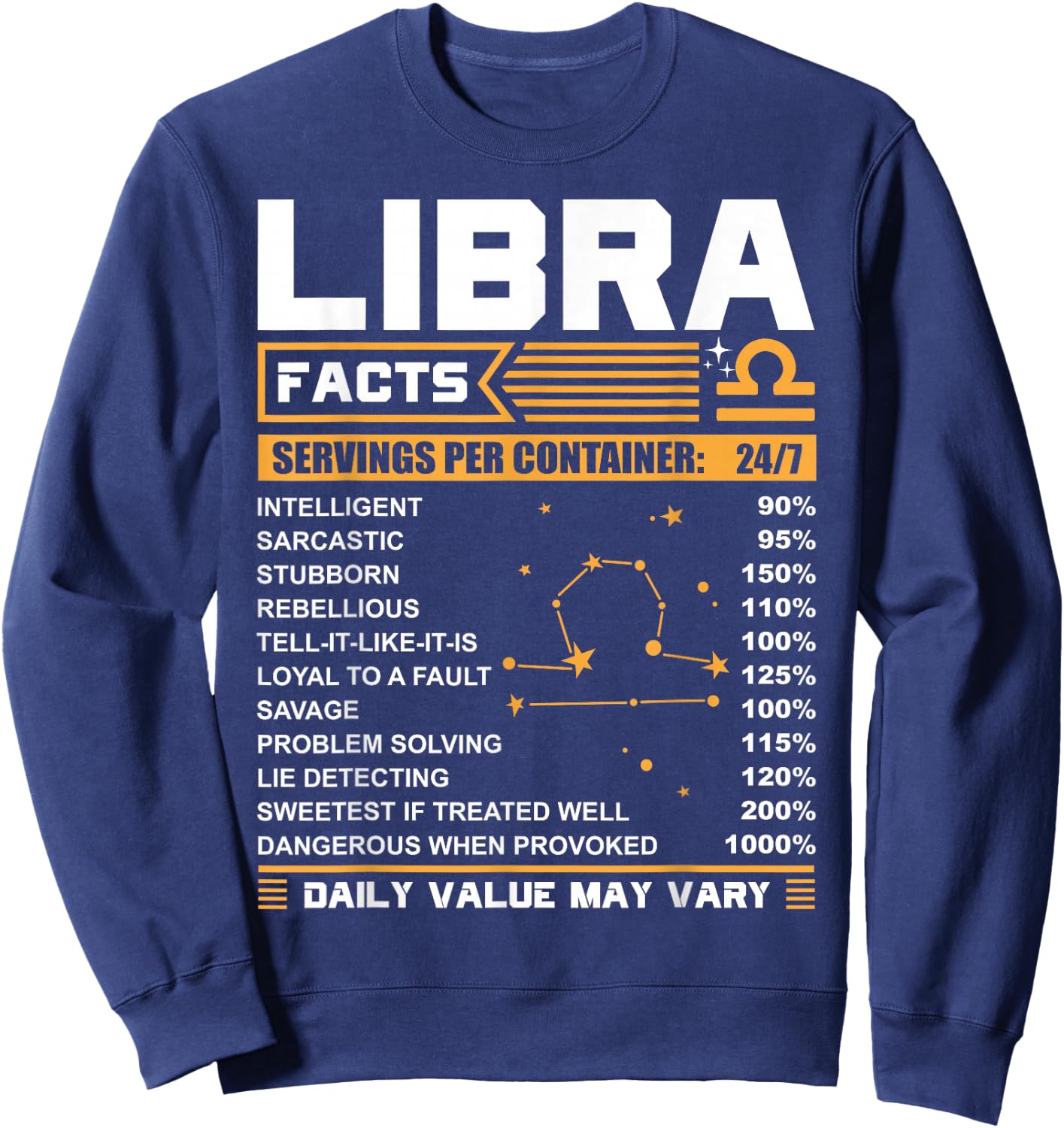 Libra Birthday Gifts - Libra Facts Funny Sweatshirt - Sweatshirt | Navy