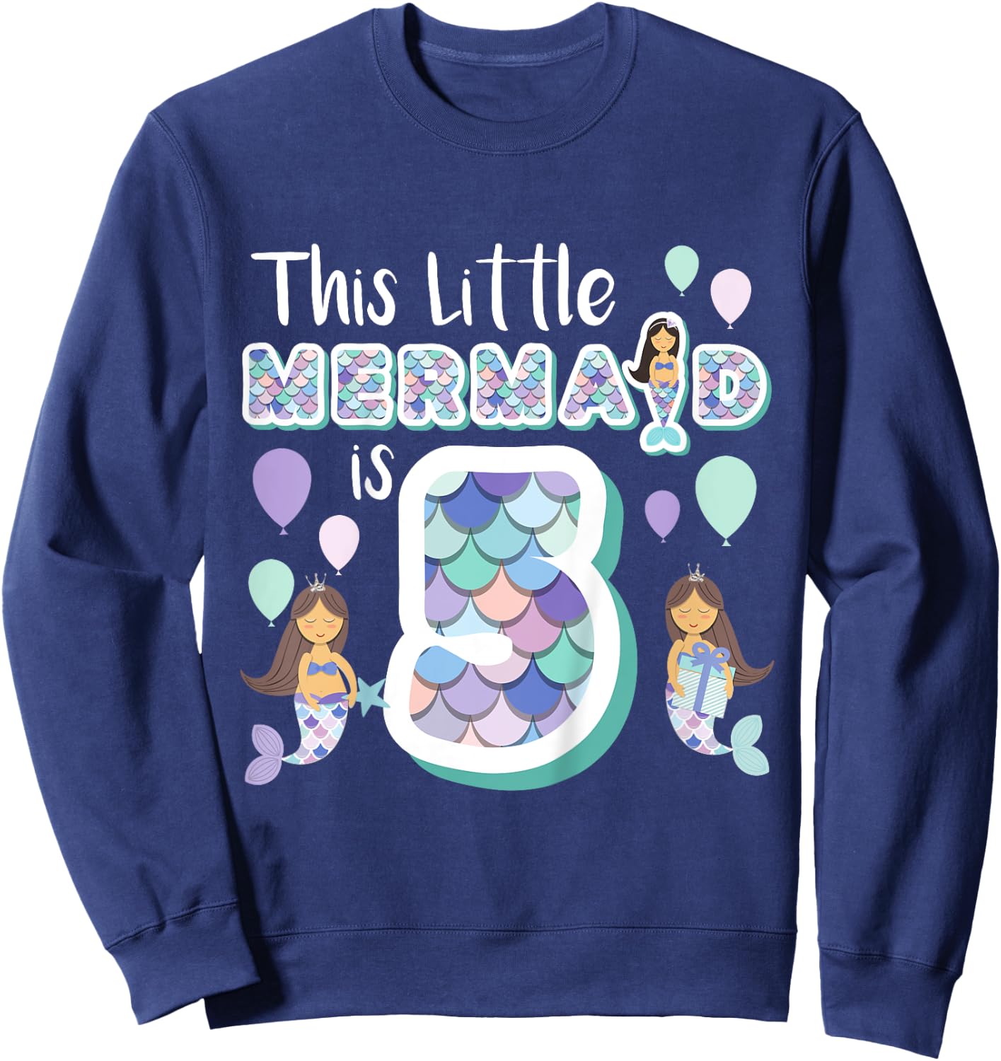 5 Year Old Mermaid Birthday Party Theme Girl 5th Girls Gift Sweatshirt - Sweatshirt | Navy