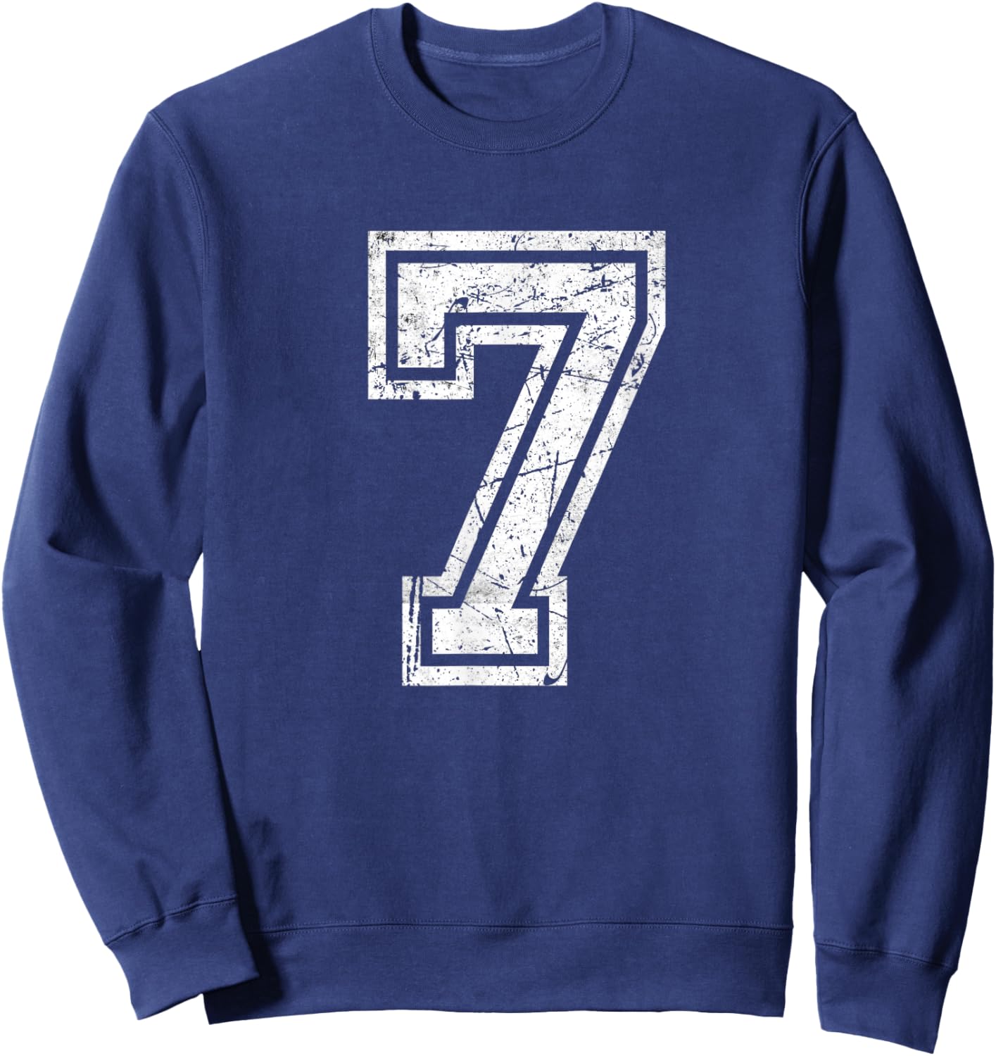 Vintage Number #7 Sport White Varsity Number Sweatshirt - Sweatshirt | Navy
