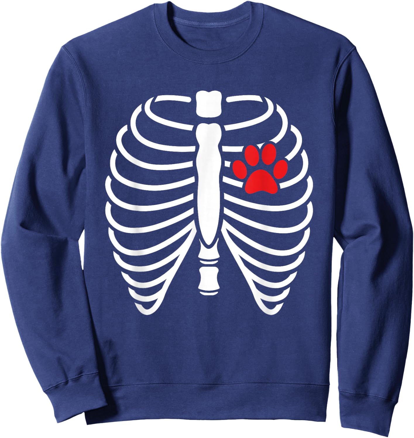 Funny Xray Halloween Costume Rib Cage Skeleton Dog Cat Paw Men Women Kids Sweatshirt - Sweatshirt | Navy
