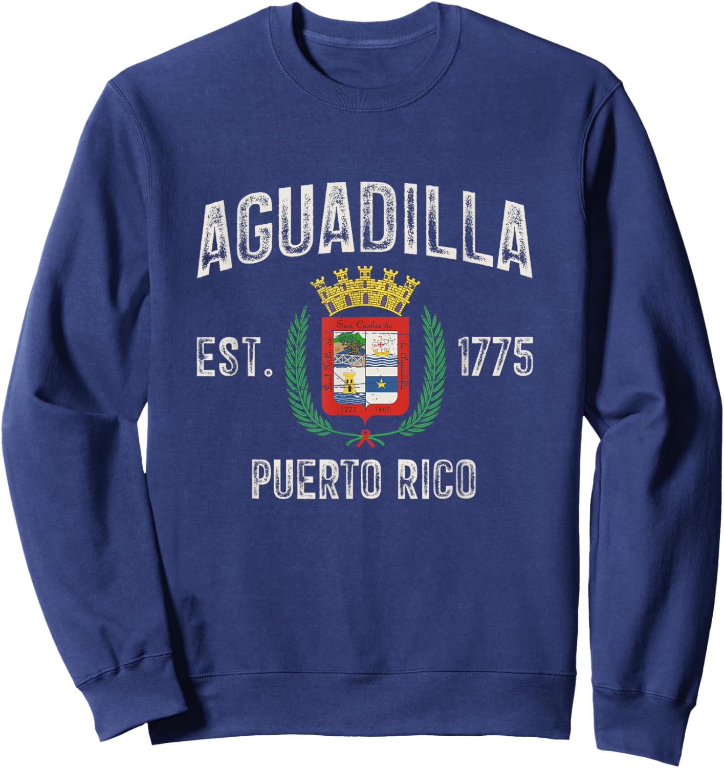 Aguadilla City In Puerto Rico Est 1775, Aguadilla Armorial Sweatshirt - Sweatshirt | Navy