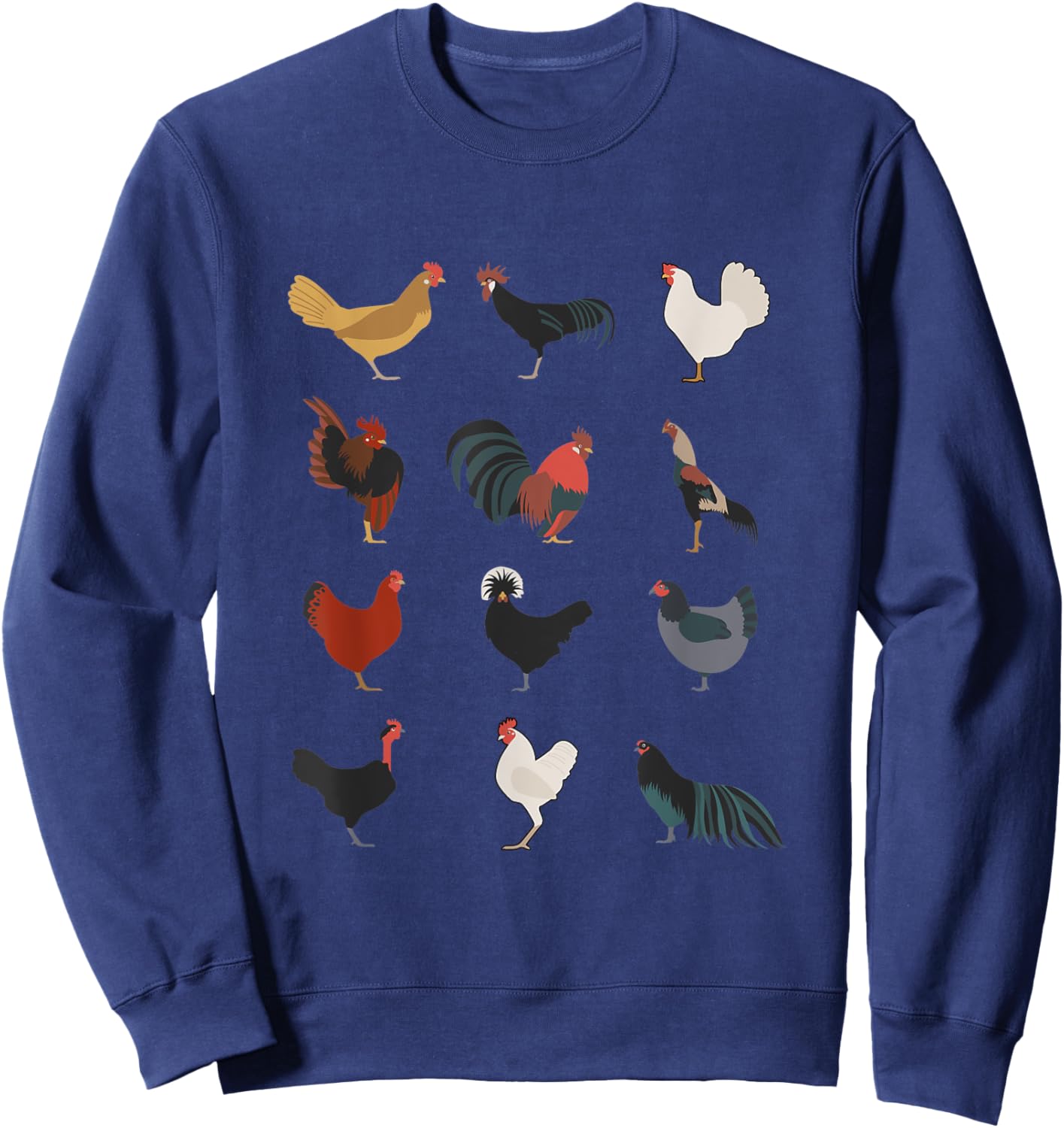 Beautiful Chickens Many Different Chicken Breeds Farming Sweatshirt - Sweatshirt | Navy