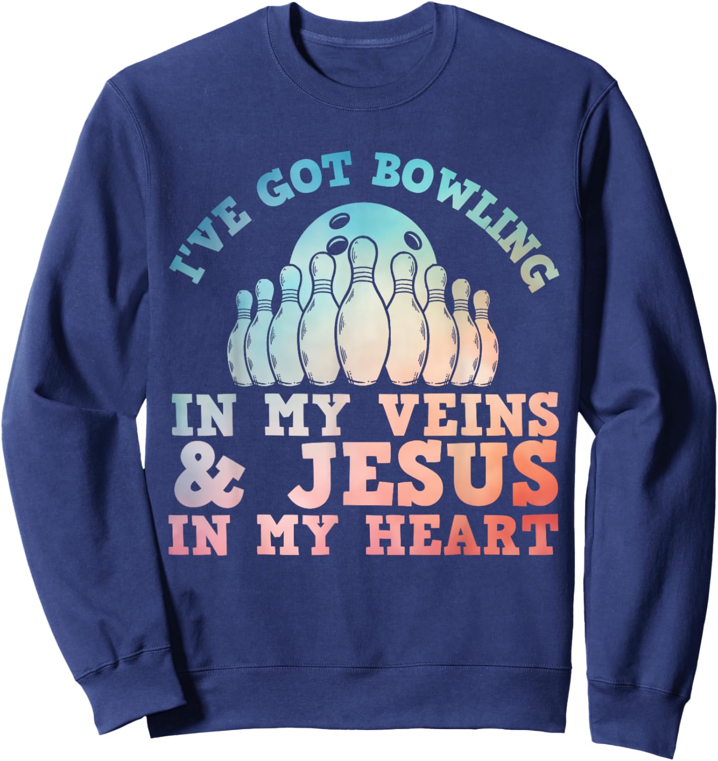 Best Bowling Design Women Jesus Christian Bowling Sweatshirt - Sweatshirt | Navy