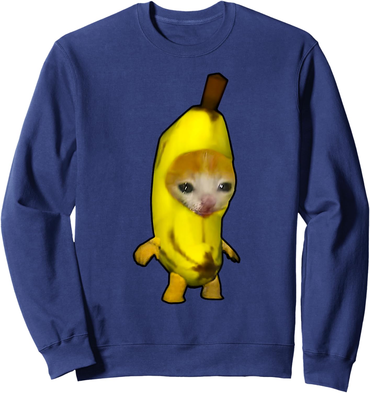 Cute Banana Cat Happy Bananacat Meme Kitty Cat Lovers Meme Sweatshirt - Sweatshirt | Navy