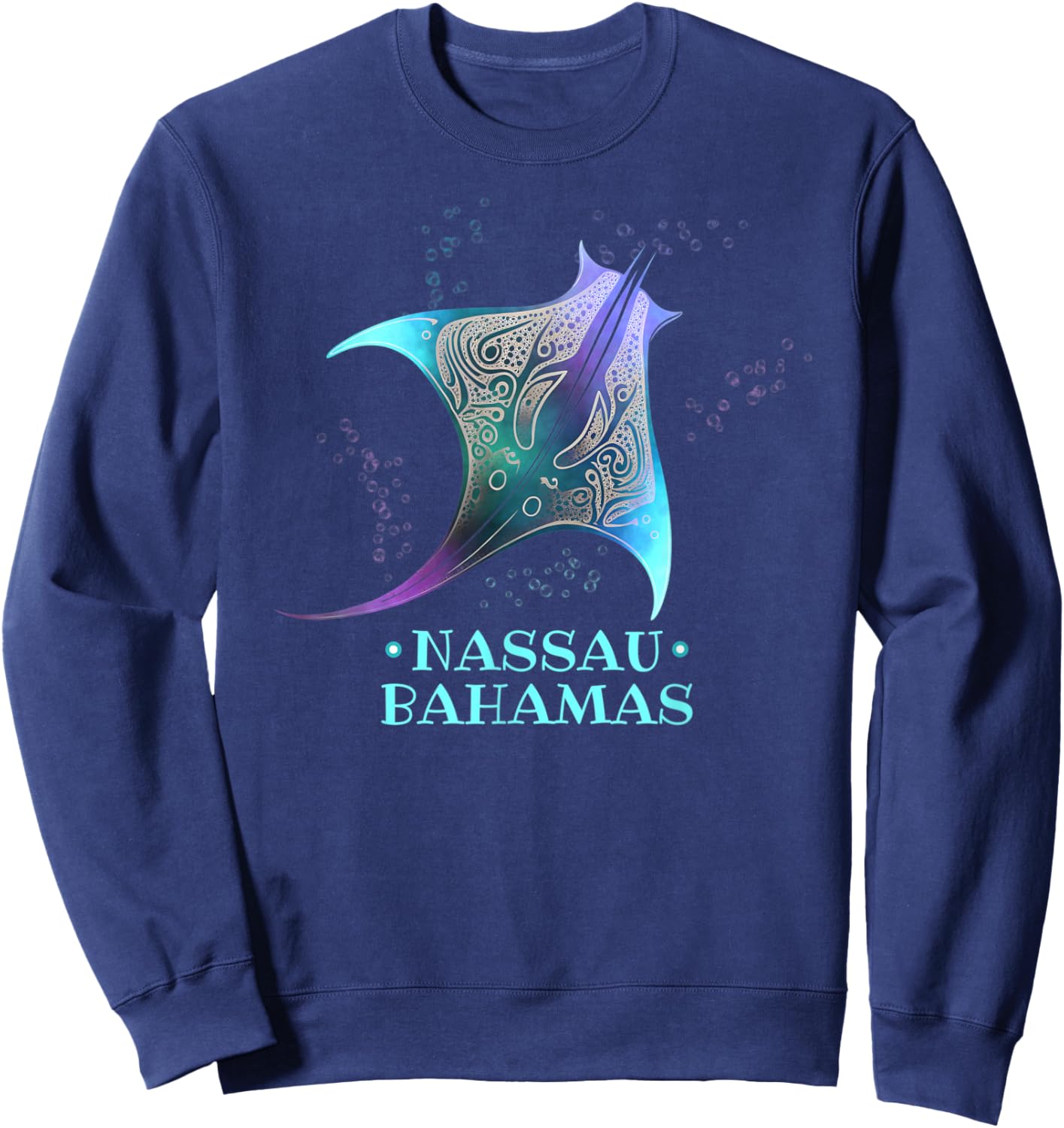 Stingray Manta Ray Scuba Diving - Nassau, Bahamas Sweatshirt - Sweatshirt | Navy