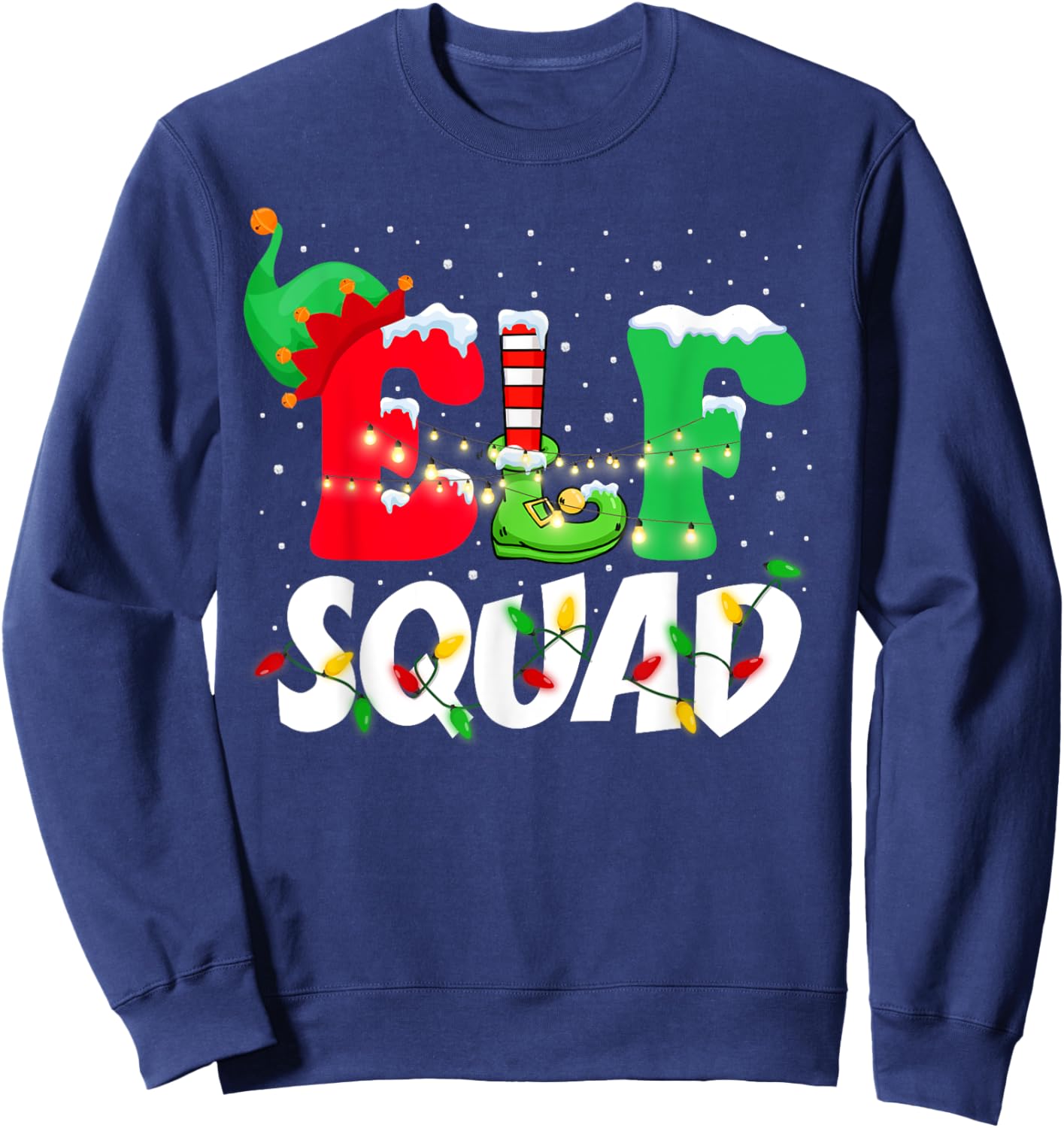 Elf Family Christmas Matching Pajamas XMas Shirt, Elf Squad Sweatshirt - Sweatshirt | Navy