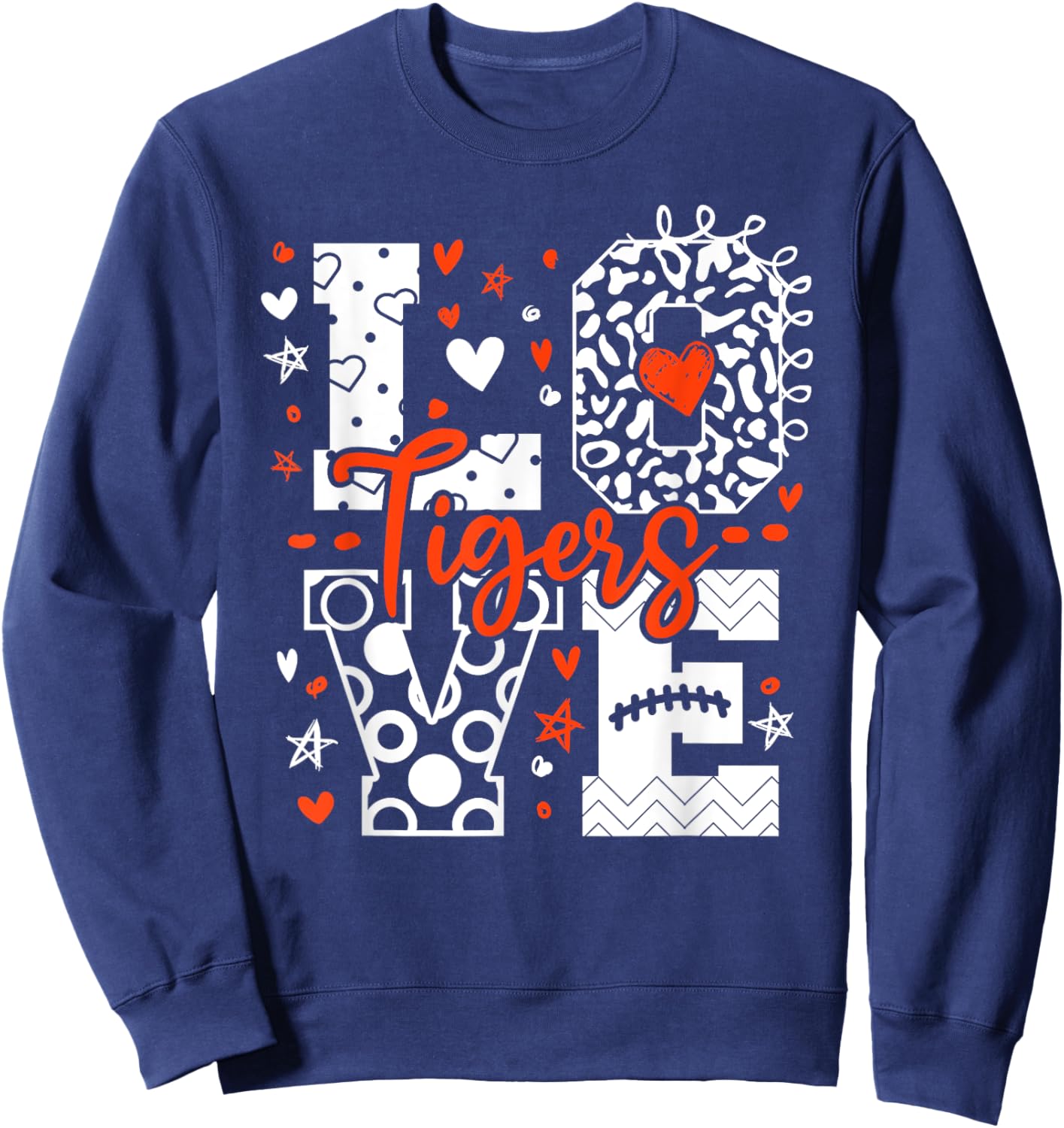Vintage Love Tigers School Sports Name Women Kids Sweatshirt - Sweatshirt | Navy