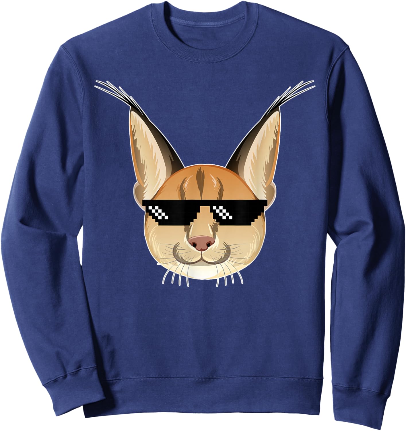 Floppa Cat Meme Floppa Cat Meme Cat Funny Caracal Sweatshirt - Sweatshirt | Navy