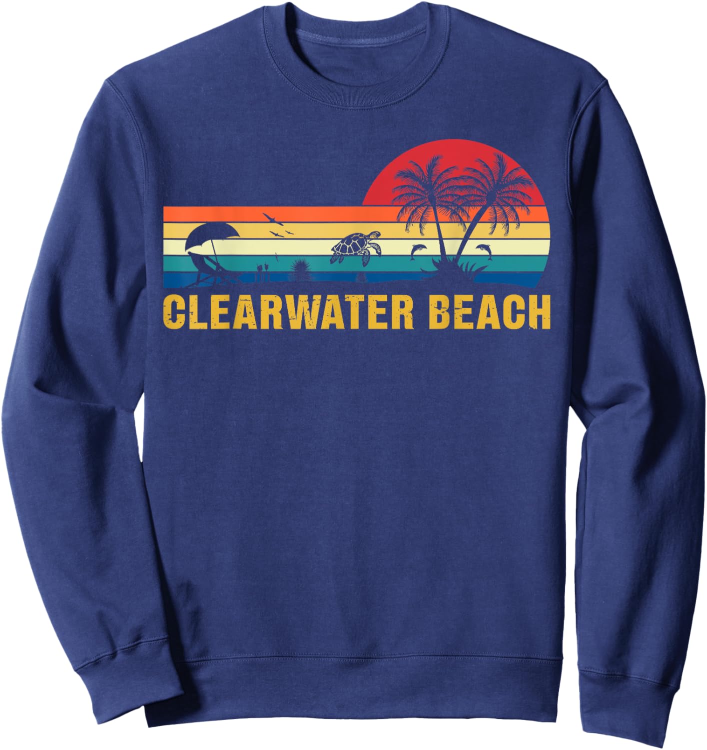 Family Vacation Vintage Clearwater Beach Florida Sea Turtle Sweatshirt - Sweatshirt | Navy