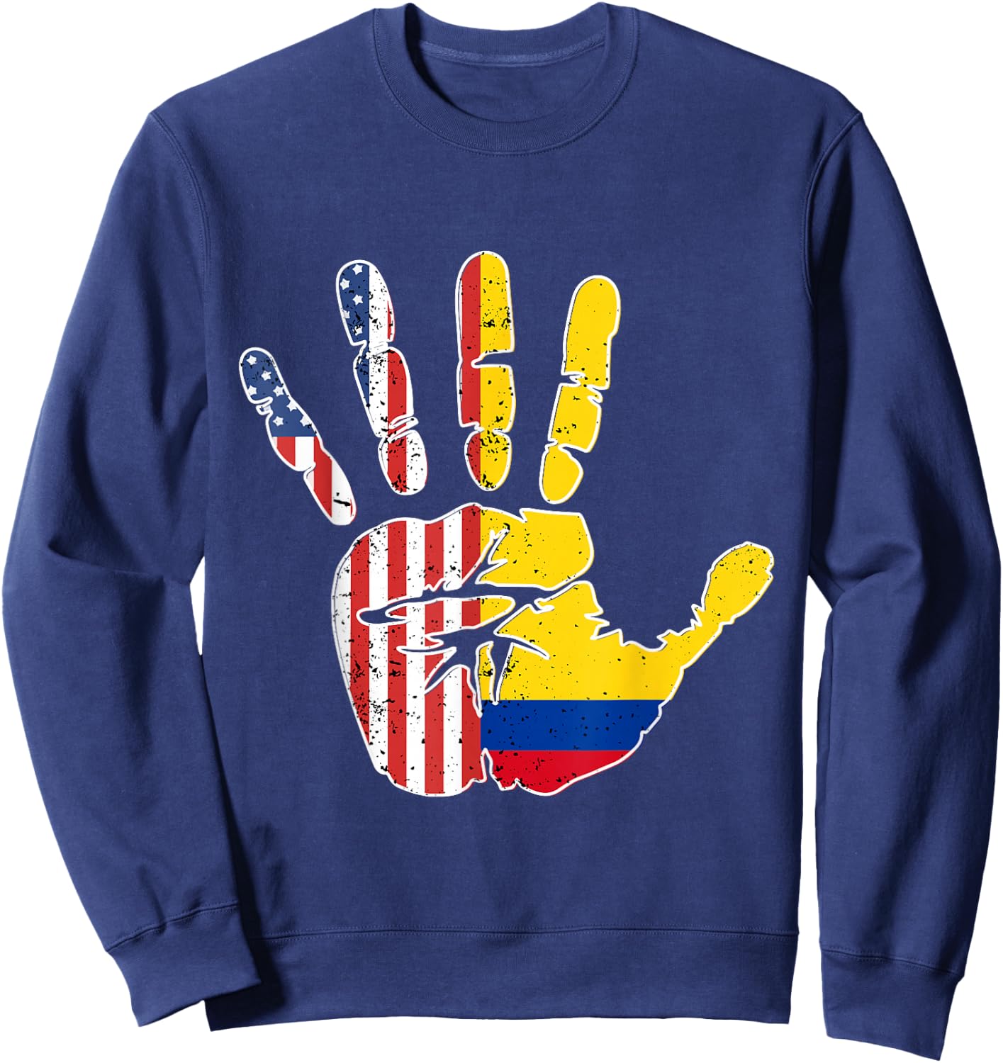 US Colombia Handprint Flag Proud Colombian American Heritage Sweatshirt - Sweatshirt | Navy