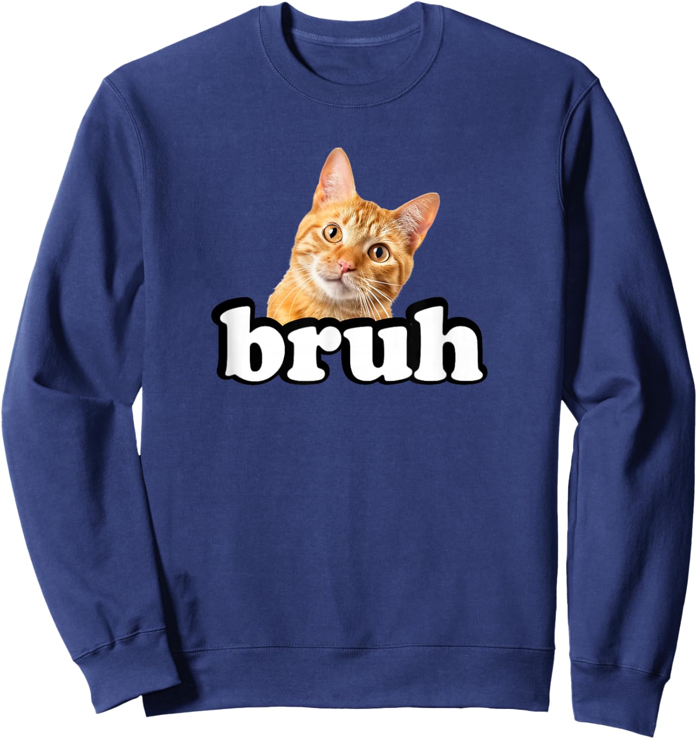 Cute Kids & Bruh Orange Tabby Cat Lover Sweatshirt - Sweatshirt | Navy