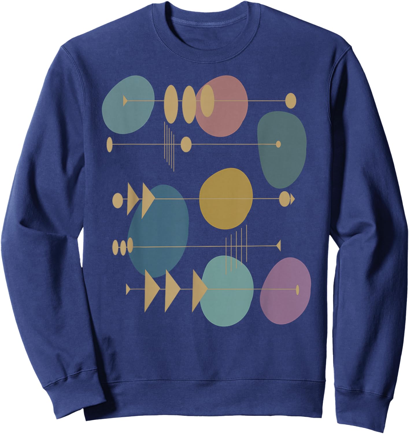 Mid Century Modern Abstract Atomic Art Artsy Artistic Swank Sweatshirt - Sweatshirt | Navy