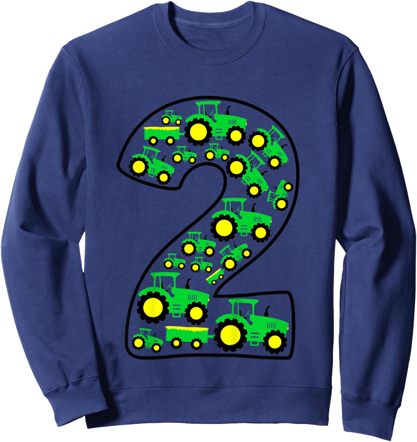 Kids Farm Tractor Boy 2nd Birthday 2 Year Old Toddler Birthday Sweatshirt - Sweatshirt | Navy