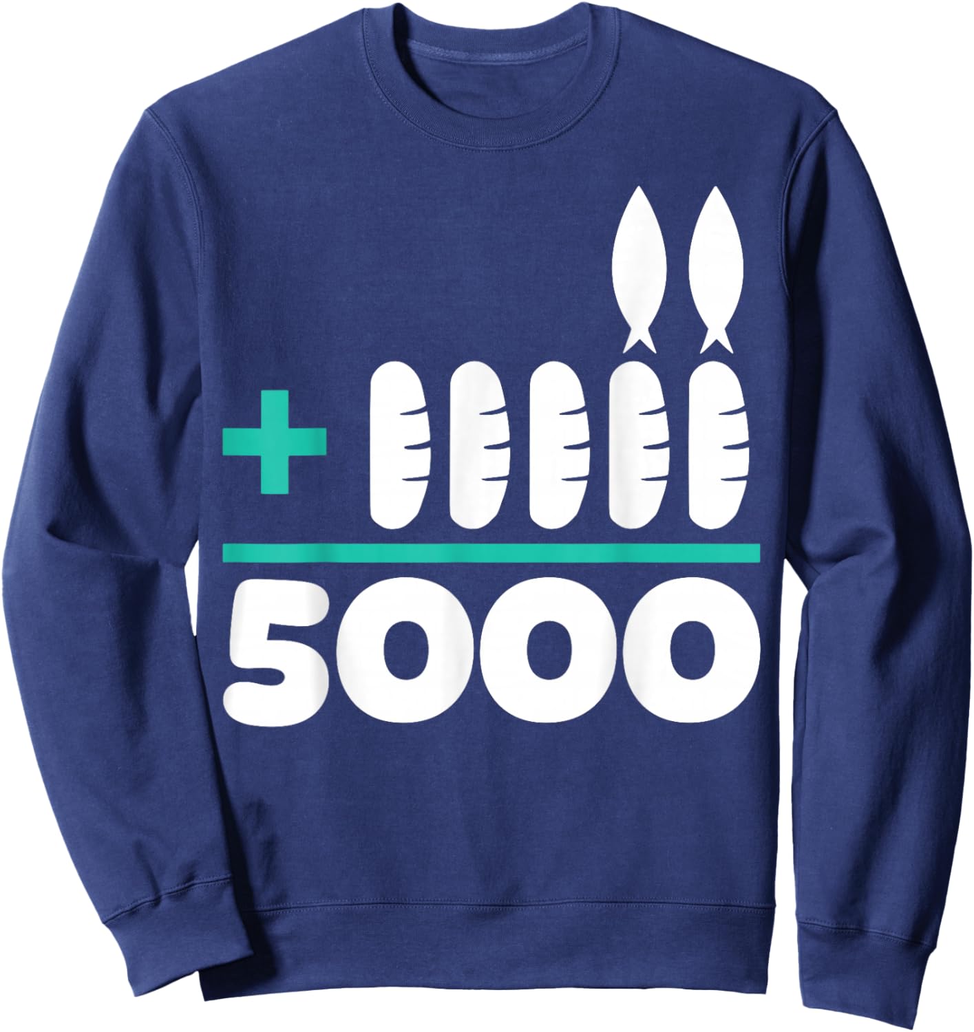 Jesus 2 Fishes 5 Breads 5000 Chosen Against The Current Sweatshirt - Sweatshirt | Navy