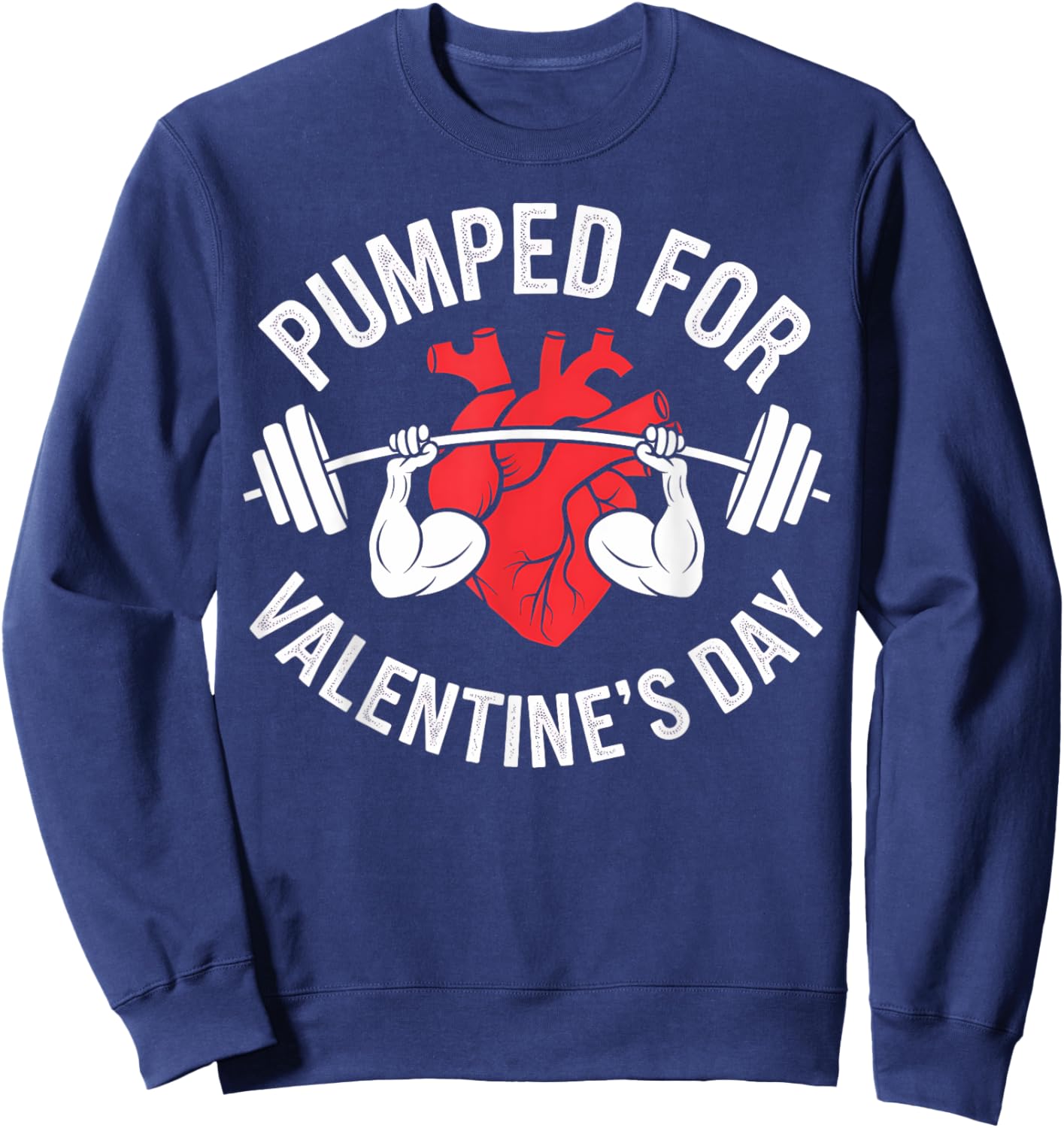 Valentine's Day Heartbeat Weightlifting Gym Lover Workout Sweatshirt - Sweatshirt | Navy
