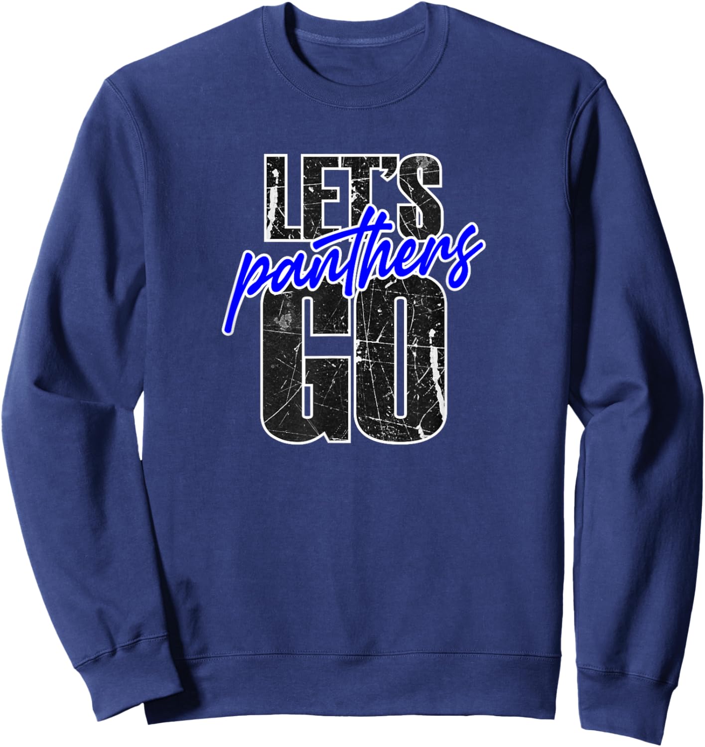 Go Panthers Mascot School Spirit Blue and Black Sweatshirt - Sweatshirt | Navy