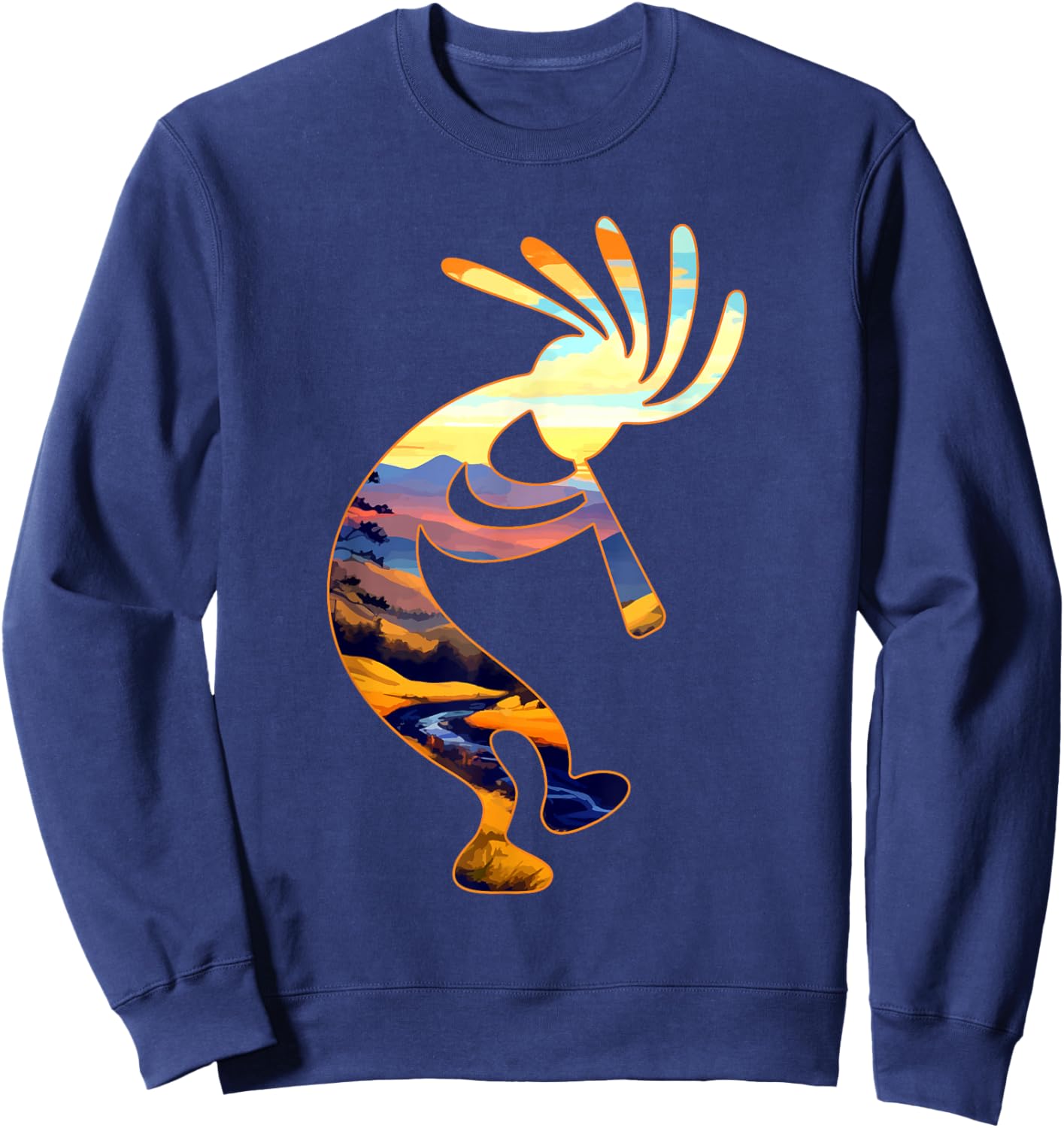 Dancing Kokopelli Southwestern USA Symbol Sweatshirt - Sweatshirt | Navy