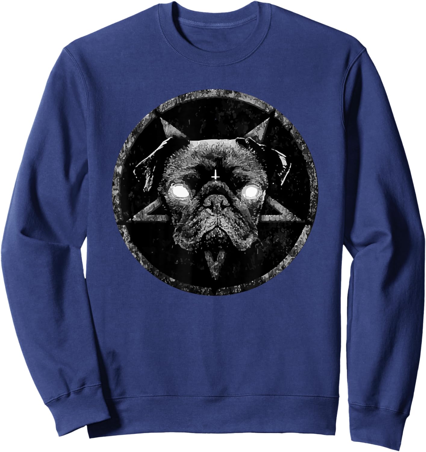 Goth Gothic Occult Aesthetic Meme Art Funny Pug Dog Women Sweatshirt - Sweatshirt | Navy