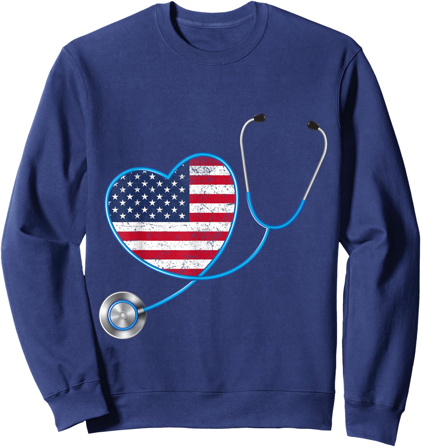 USA Flag Heart 4th Of July Gifts Nurse Kids Men Sweatshirt - Sweatshirt | Navy