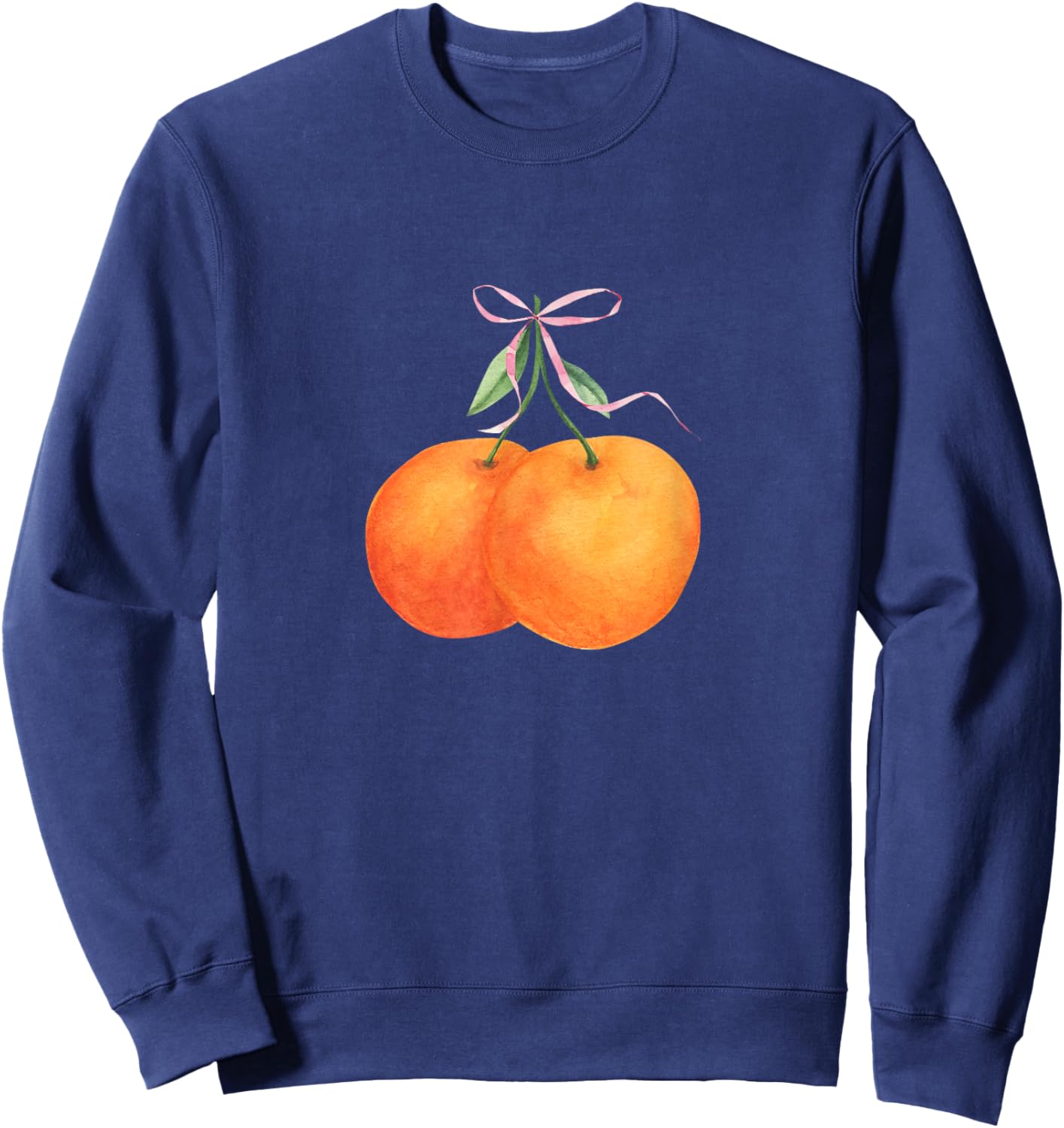 Vintage Orange fruit coquette bow Oranges Boho Y2K bows Sweatshirt - Sweatshirt | Navy