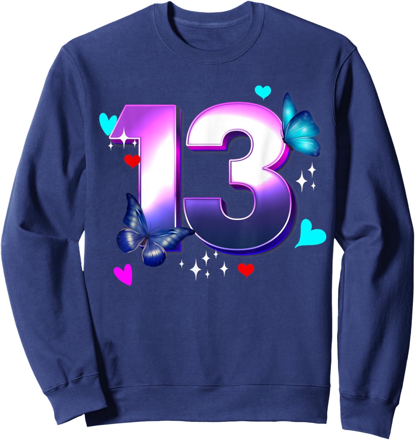 Butterflies - Girls and Boys - 13 Years old - Turn Thirteen Sweatshirt - Sweatshirt | Navy
