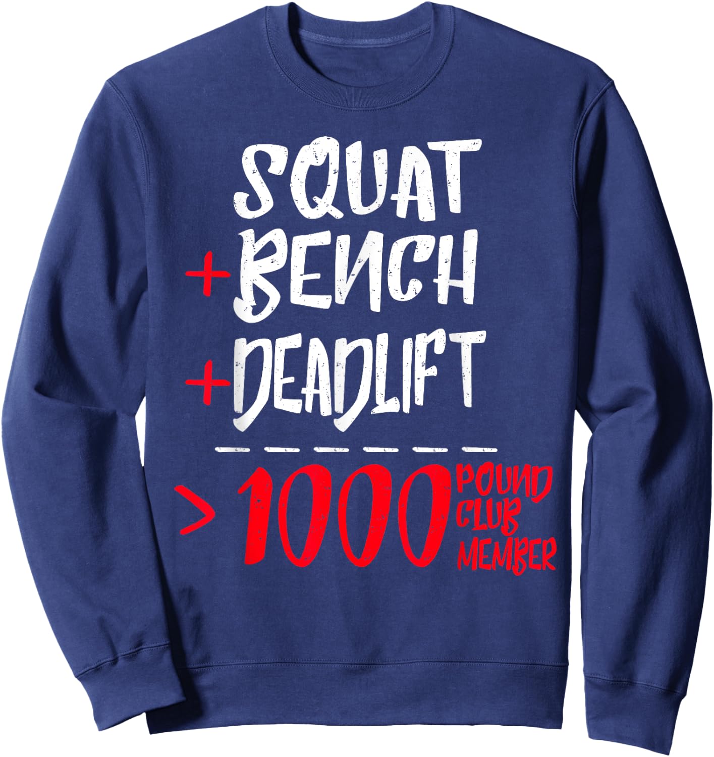 Gym Training FH 1000 Pound Club Member - Men's Black Classic Fit Modern Lightweight Cotton 50% Polyester 50% Short Sleeve Sweatshirt - Sweatshirt | Navy