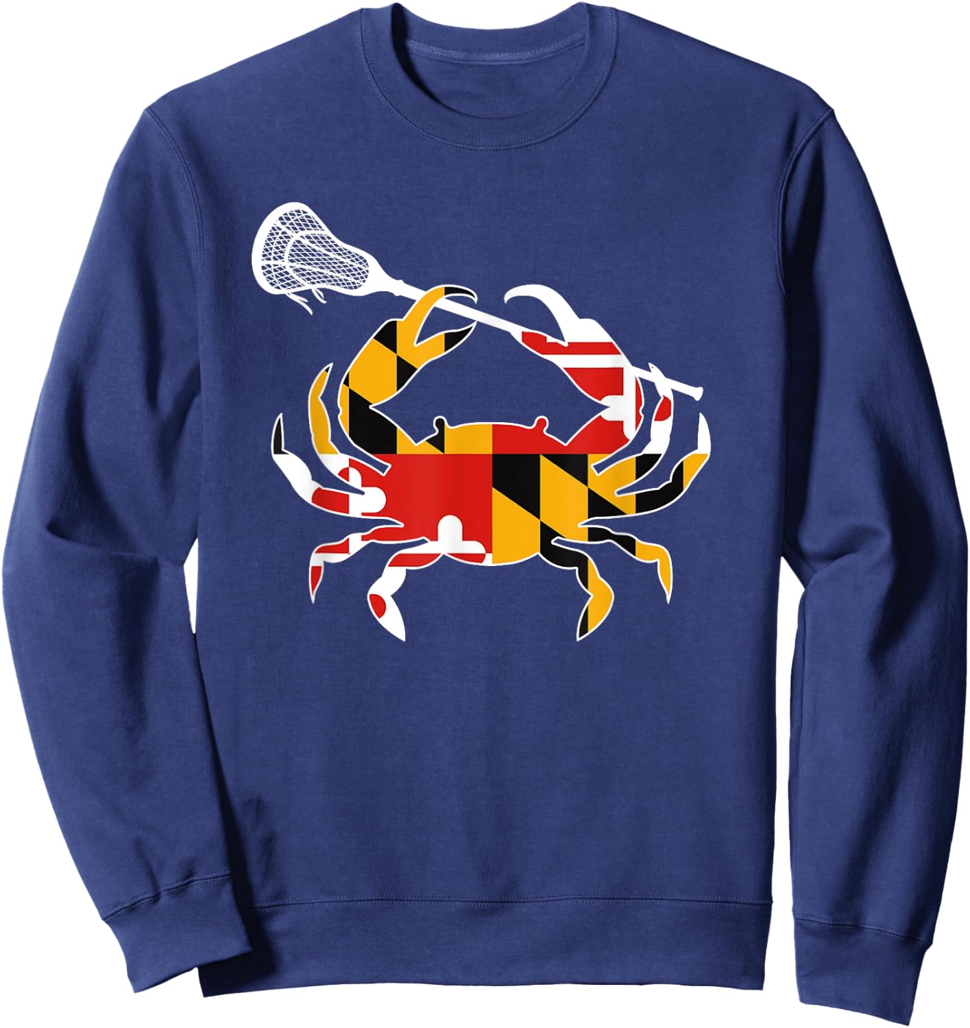 Maryland State Flag Crab Lacrosse Complete Stick Boys & Girl Sweatshirt - Sweatshirt | Navy