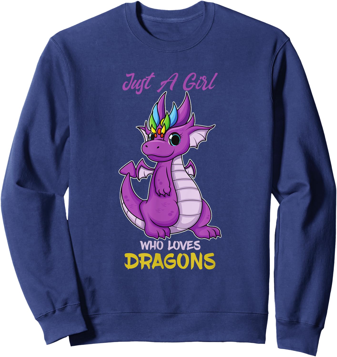 Just A Girl Loves Dragons Girls Dragon Kids Pyjamas Sweatshirt - Sweatshirt | Navy