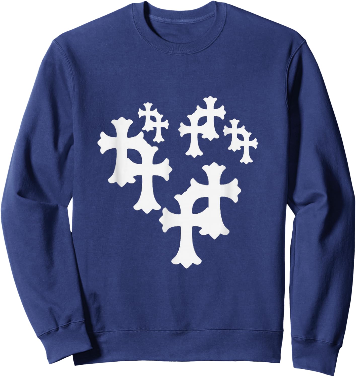 Y2K Cross Heart Design Sweatshirt - Sweatshirt | Navy