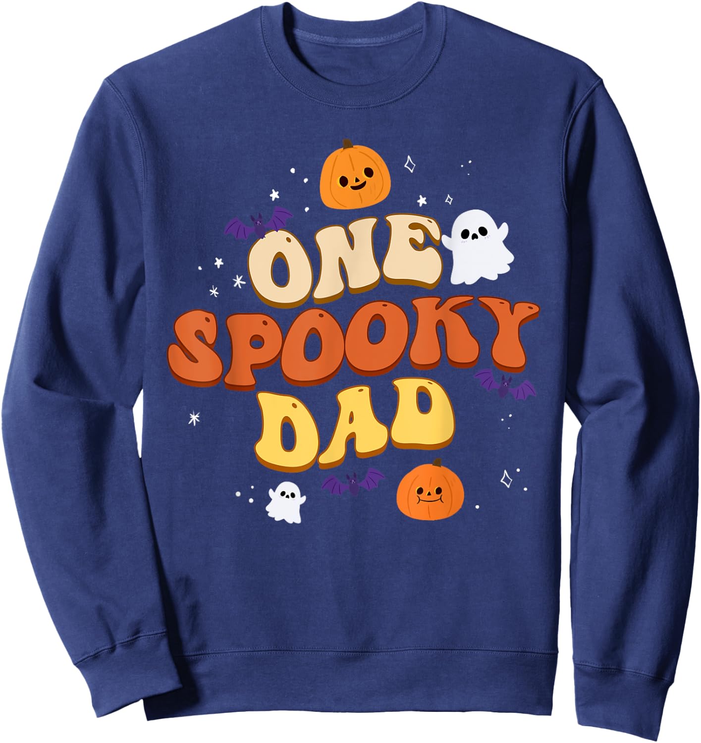 One Spooky Dad Boo Halloween Cute Family Matching Group Sweatshirt - Sweatshirt | Navy