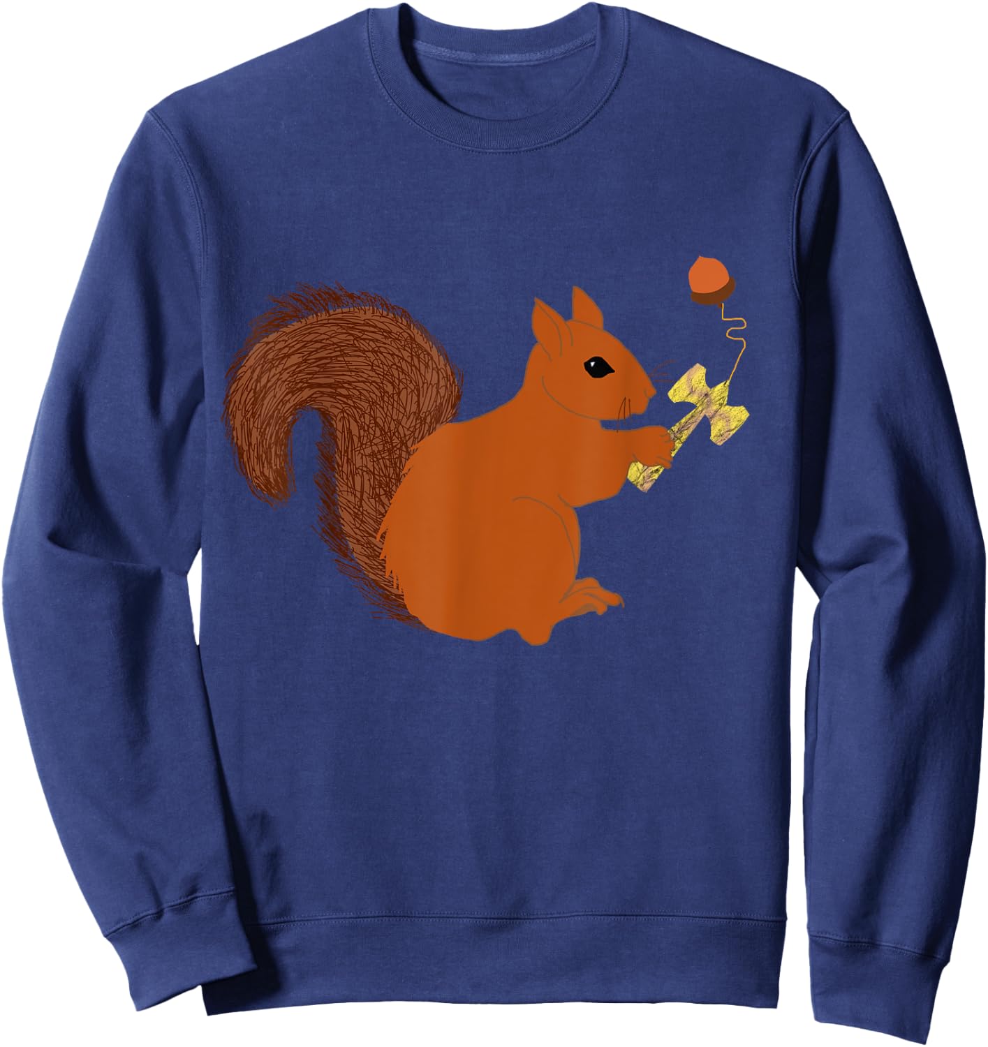 Kendama Sweet Squirrel Playing Kendama Cup Sports Sweatshirt - Sweatshirt | Navy
